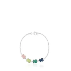 Pulseira New Color em Prata com Pedras Preciosas