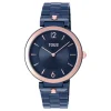 Relógio analógico com bracelete em aço IP azul e aço IPRG rosado S-Band