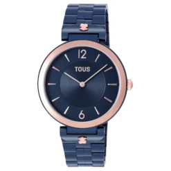 Relógio analógico com bracelete em aço IP azul e aço IPRG rosado S-Band