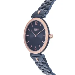 Relógio analógico com bracelete em aço IP azul e aço IPRG rosado S-Band