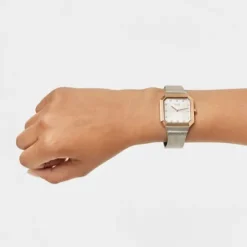 Relógio analógico em aço IPRG rosa e bracelete em aço Karat Squared