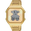 Relógio digital com bracelete em aço IPG dourado D-BEAR