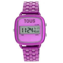 Relógio digital com bracelete em aço em cor fúcsia D-Logo