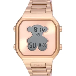 Relógio digital com bracelete em aço IPRG rosa D-BEAR