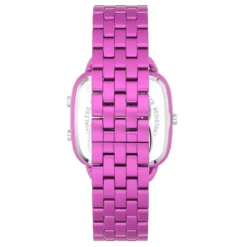 Relógio digital com bracelete em aço em cor fúcsia D-Logo