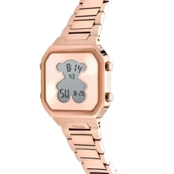 Relógio digital com bracelete em aço IPRG rosa D-BEAR