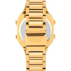 Relógio digital com bracelete em aço IPG dourado e zircónias D-BEAR