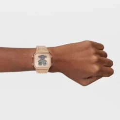 Relógio digital com bracelete em aço IPRG rosa D-BEAR