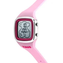 Relógio digital com correia de silicone na cor rosa e caixa em aço TOUS B-Time
