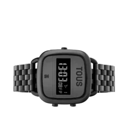 Relógio digital D-Logo com correia em aço IP preto