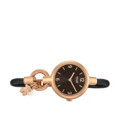 Relógio Hold Charms em Aço IP rosado com correia em Aço IP preta