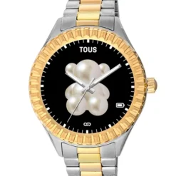 Relógio smartwatch T-Bear Connect com bracelete em aço e aço IP dourado