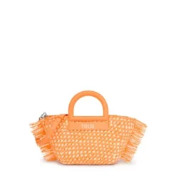 Tote bag em ráfia média laranja-claro TOUS Dora
