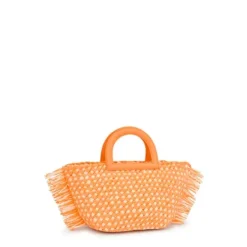 Tote bag em ráfia média laranja-claro TOUS Dora