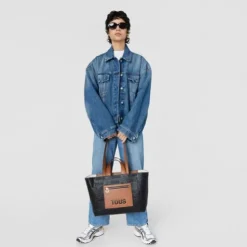 Tote bag média preta e castanha TOUS Nanda