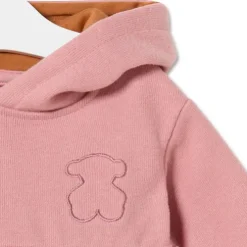 Vestido de bebé para menina com capuz Geome cor-de-rosa