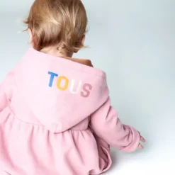 Vestido de bebé para menina com capuz Geome cor-de-rosa