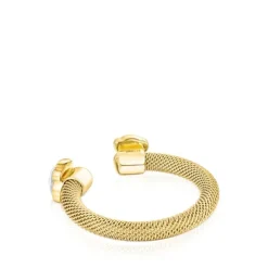 Anel aberto Mesh Color em Aço IP dourado e Howlita