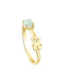 Anel Fragile Nature em Prata vermeil e Amazonite