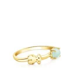 Anel Fragile Nature em Prata vermeil e Amazonite
