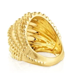 Anel grande banhado a ouro de 18 K sobre prata TOUS Grain