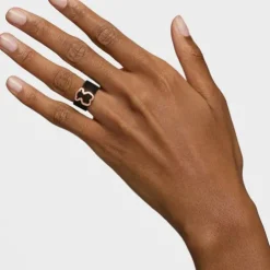 Anel Icon Mesh em aço e prata vermeil rosa