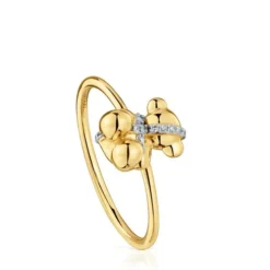 Anel médio urso em ouro e diamantes Lligat