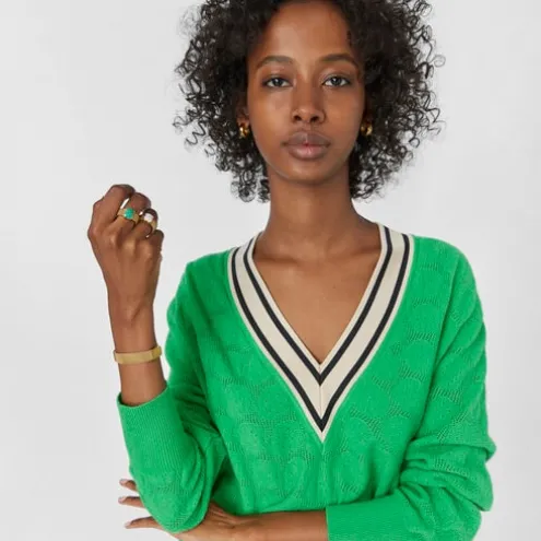 Anel Mesh Color em Aço IP dourado e Malaquite