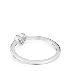 Anel pequeno coração em ouro branco com diamantes TOUS Grain