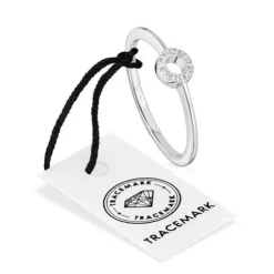 Anel pequeno círculo em ouro branco com diamantes TOUS Grain