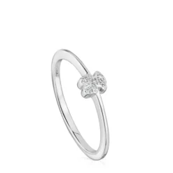 Anel pequeno urso em ouro branco com diamantes TOUS Grain