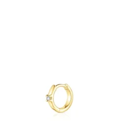 Brinco argola TOUS Basics em ouro, safiras azuis e diamante