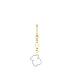 Brinco individual comprido motivo de urso bicolor New Silueta
