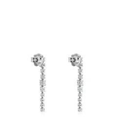 Brincos compridos Riviere em Ouro branco com Diamantes
