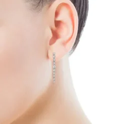 Brincos compridos Riviere em Ouro branco com Diamantes