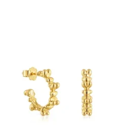 Brincos de argola banhados a ouro 18 K sobre prata 12 mm Bold Bear