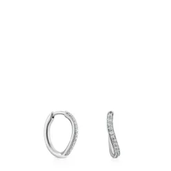 Brincos de argola em ouro branco e diamantes New Hav