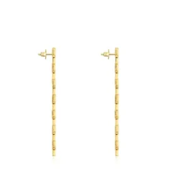 Brincos logo compridos banhados a ouro de 18 K sobre prata 30 mm TOUS MANIFESTO