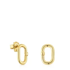 Brincos pequenos banhados a ouro de 18 K sobre prata Hold Oval