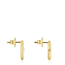 Brincos pequenos banhados a ouro de 18 K sobre prata Hold Oval