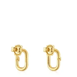 Brincos pequenos banhados a ouro de 18 K sobre prata Hold Oval