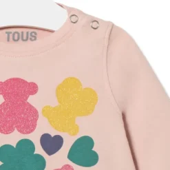 Camisola Ursos, corações e flores Casual cor-de-rosa
