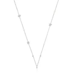 Colar curto em ouro branco com diamantes, pérolas cultivadas e motivos TOUS Grain