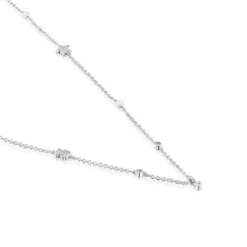 Colar curto em ouro branco com diamantes, pérolas cultivadas e motivos TOUS Grain