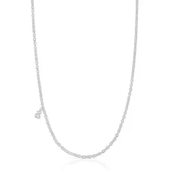 Colar curto em prata com argolas redondas grossas Bold Bear