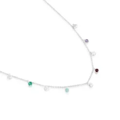 Colar em prata com pedras preciosas e motivos Bold Motif