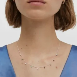 Colar em prata com pedras preciosas e motivos Bold Motif