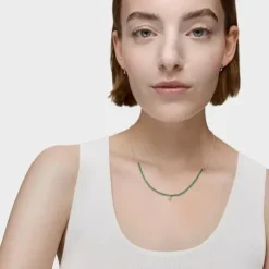 Colar em prata e calcedónia verde tratada Bold Bear