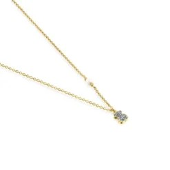 Colar Nocturne urso em Prata Vermeil, Diamantes e Pérola