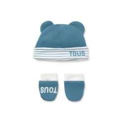 Conjunto de bebé de gorro e luvas Classic azul